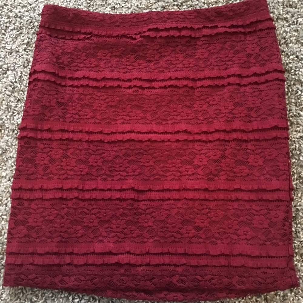 Forever 21- Medium Lace flower cranberry skirt